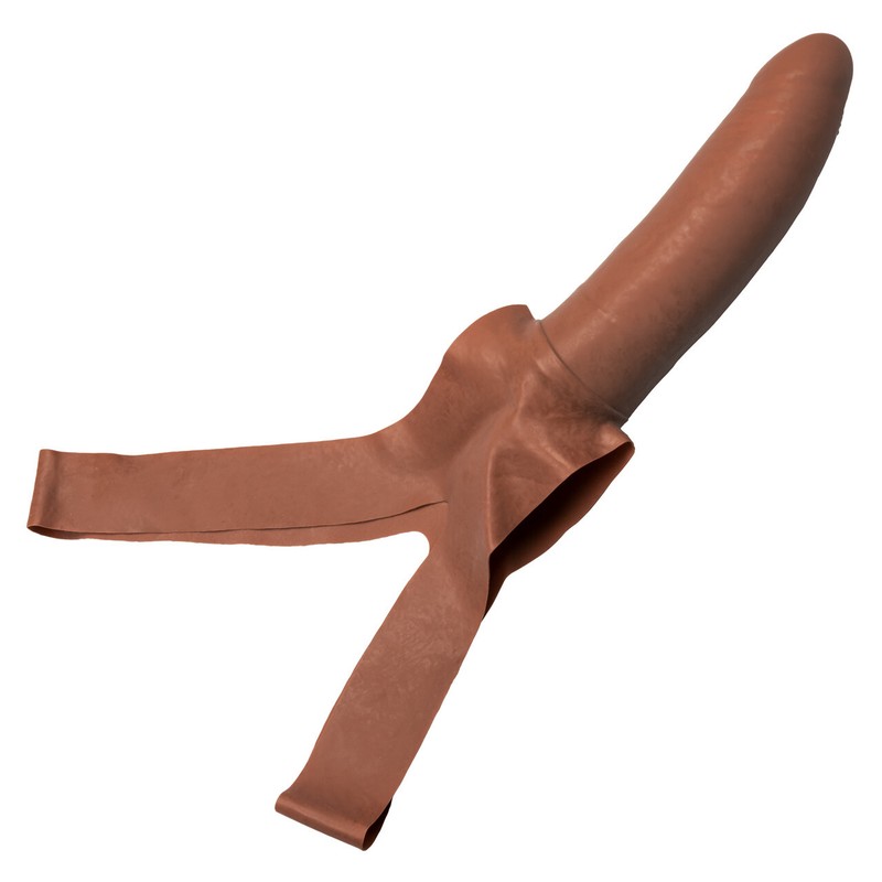 Original Accommodator Latex Dong Dildo Face strap-on Couples Sex Toy Chocolate gallery