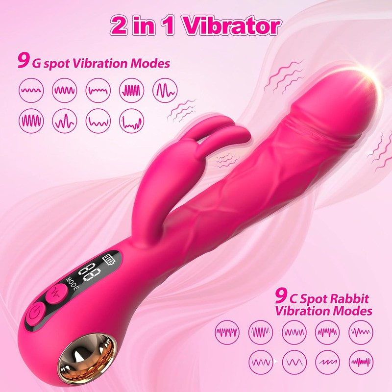 G-Spot Rabbit Vibrator with Handle LCD Display & 9 Powerful Vibrations