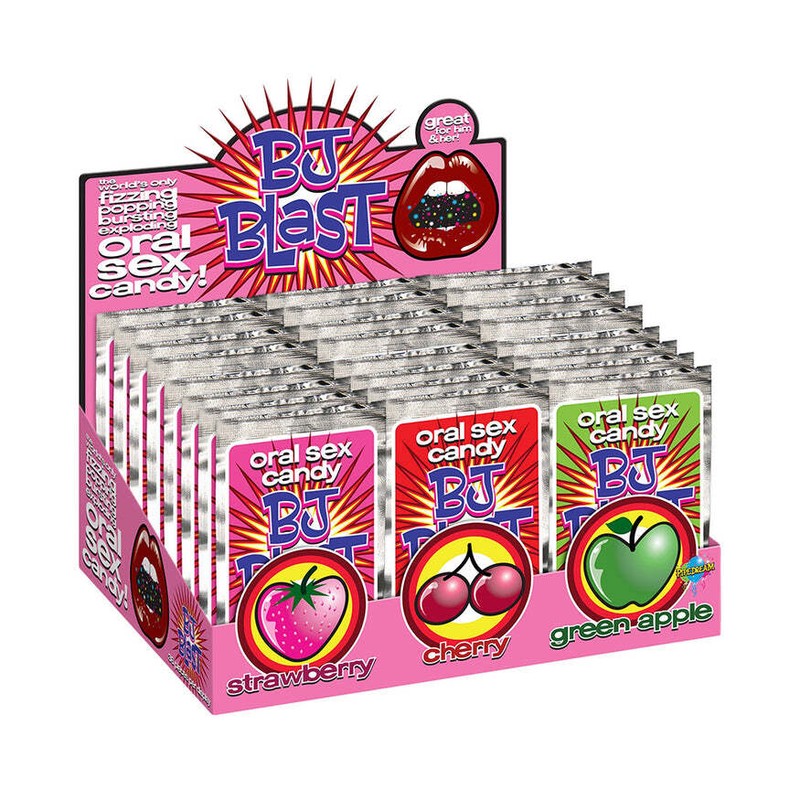 BJ Blast Oral Sex Candy – Asst. Flavors Display of 36 Strawberry, Cherry, Apple