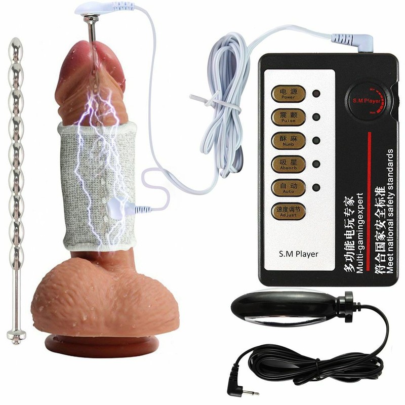 Electro E-Stim S-hock Male Penis Enhancer Stainless Anal Plug Therapy Kit Set US