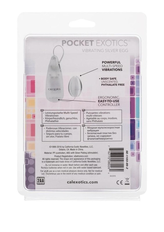CAL EXOTICS Pocket Exotics Vibrating Silver Egg with Wired Remote Control gallery