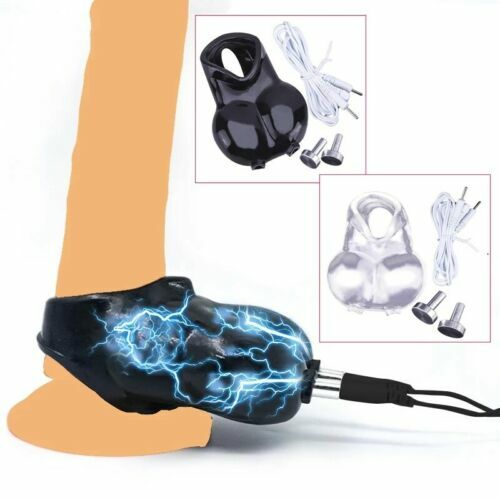 Male E-stim Shock Ball Stretcher Scrotum Bag Time Delay Pensi Cock Ring Sex Toys gallery