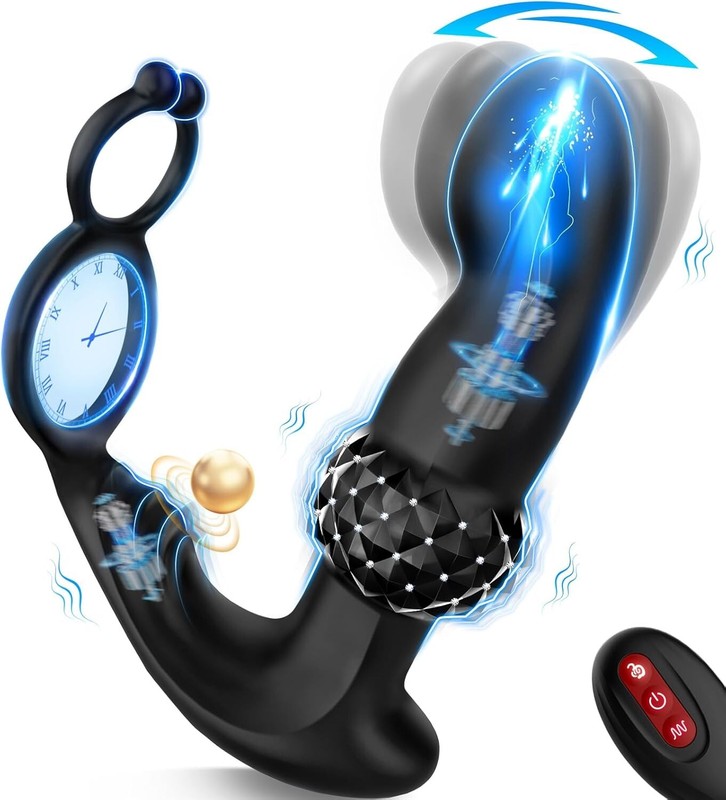 Male App Control Prostate Orgasm Massager Anal Vibrator with Penis Cock Ring