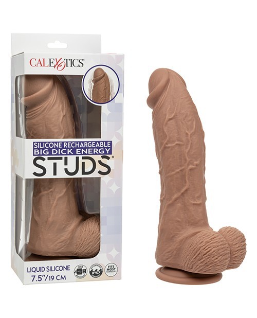 Silicone Rechargeable Big Dick Energy Studs Dildo – Brown