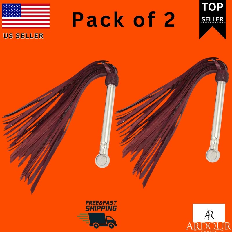 Genuine Cowhide Thick Leather Flogger 50 Tails – Heavy Leather Whip – 2 Pack