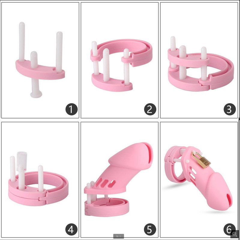 Male Chastity Penis Cock Cage Plastic Silicone Lock Belt Device Sex Toys BDSM gallery
