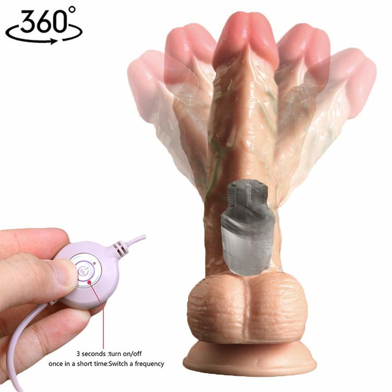Dildo Dong Realistic Penis Vibrating Cock Veined Multispeed Suction Cup Sex Toy gallery