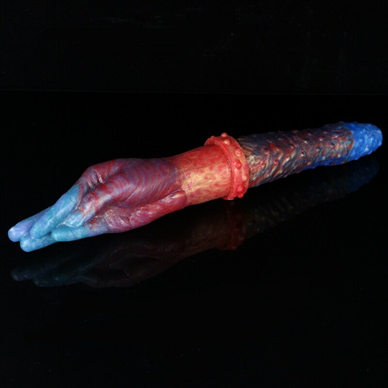 13.77&Prime; Streamer Color Realistic Finger Shape Double Dildo Knot Penis Anal Plugs