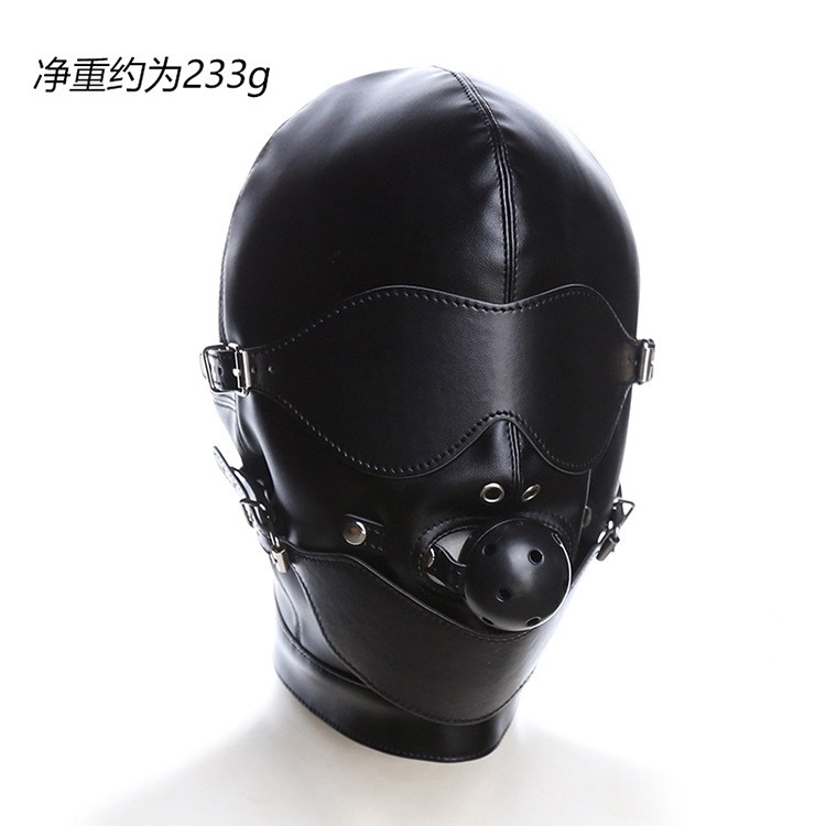 BDSM Headgear Head Hood PU Leather Mouth Gag Restraints Roleplay Cosplay Harness gallery