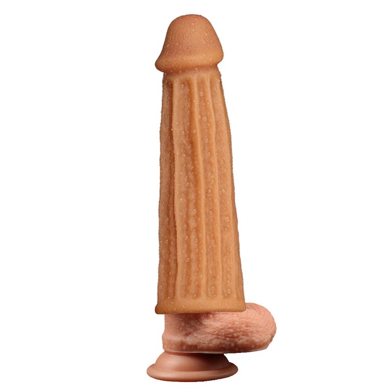 Extra 1/2&Prime; Churro Textured Penis Extender Sleeve Reusable Condom 25% Girth 6&Prime;