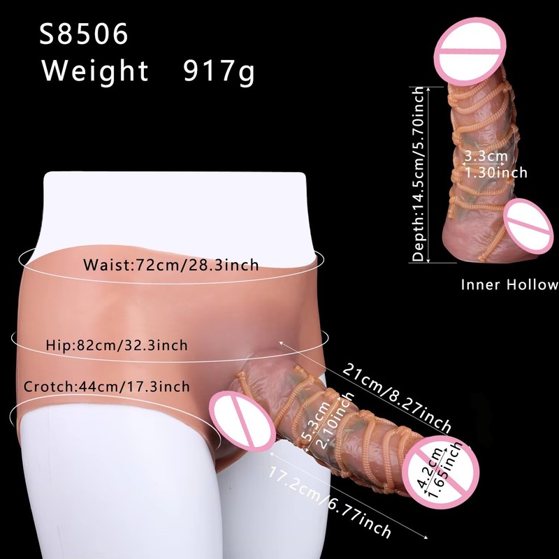 Realistic Penis Sleeve Pants Soft Liquid Silicone Hollow Dildo Pants Sex Toys