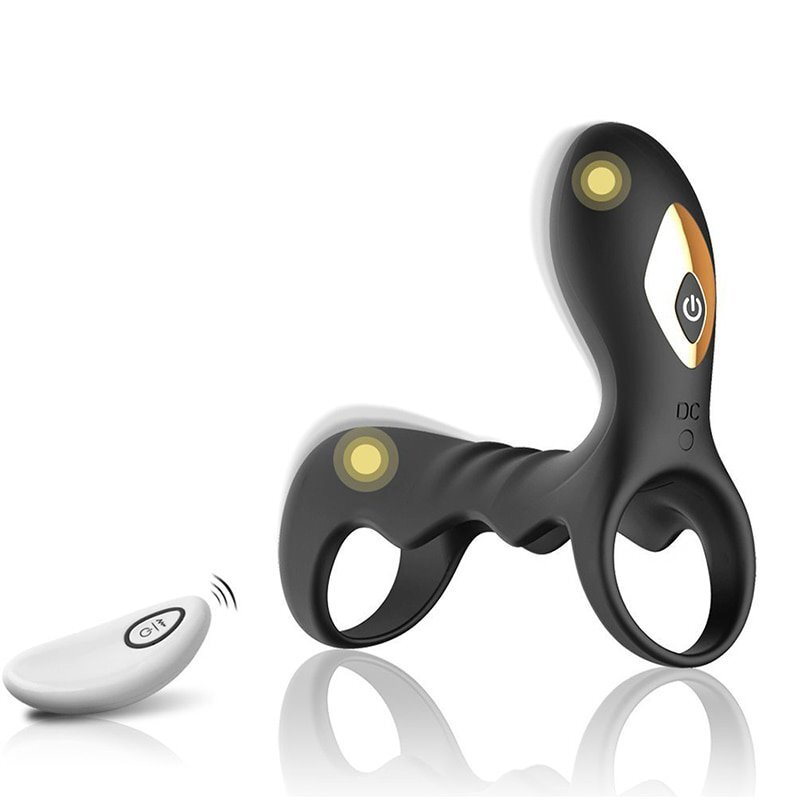 Wireless Remote Control Vibrating Penis Sleeve Cock Ring Cage Enhancer gallery