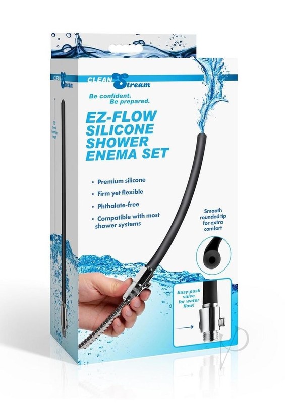EZ-Flow Silicone Shower Enema Set – Black/Silver