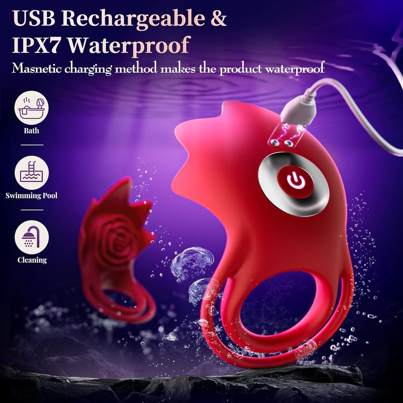 Silicone Cock and Ball Rings Vibrator Penis Vibrating Sleeve Sex Toys for Men gallery