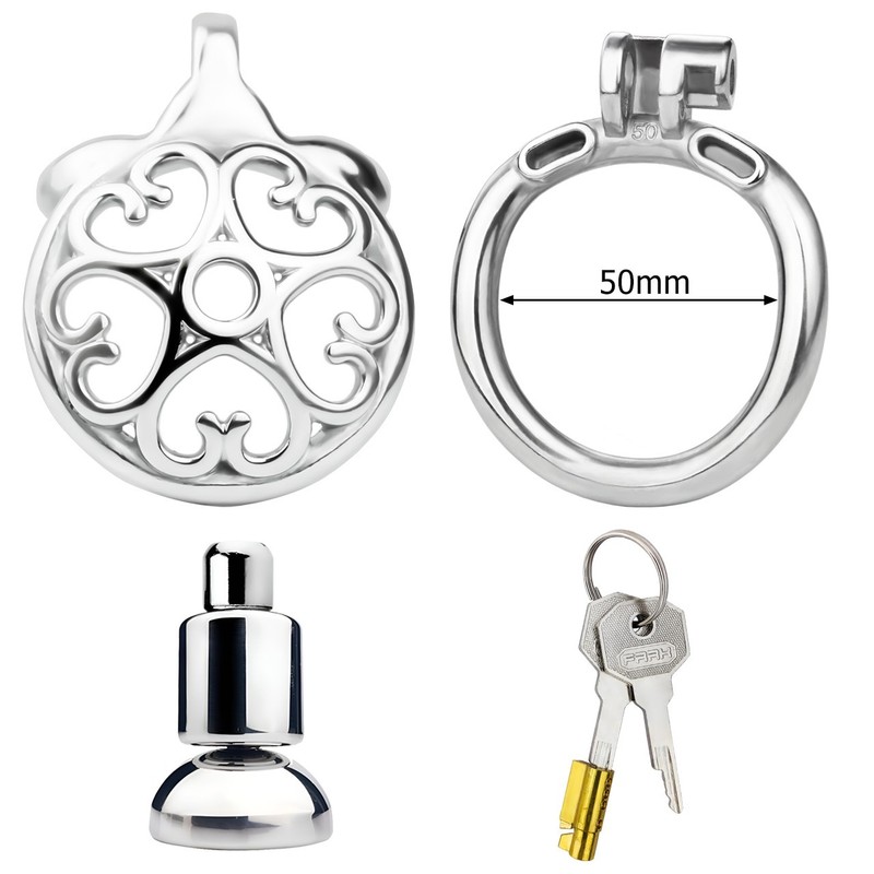 Stainless Steel Male Chastity Cage With Urethral Tube Penis Lock Ring BDSM
