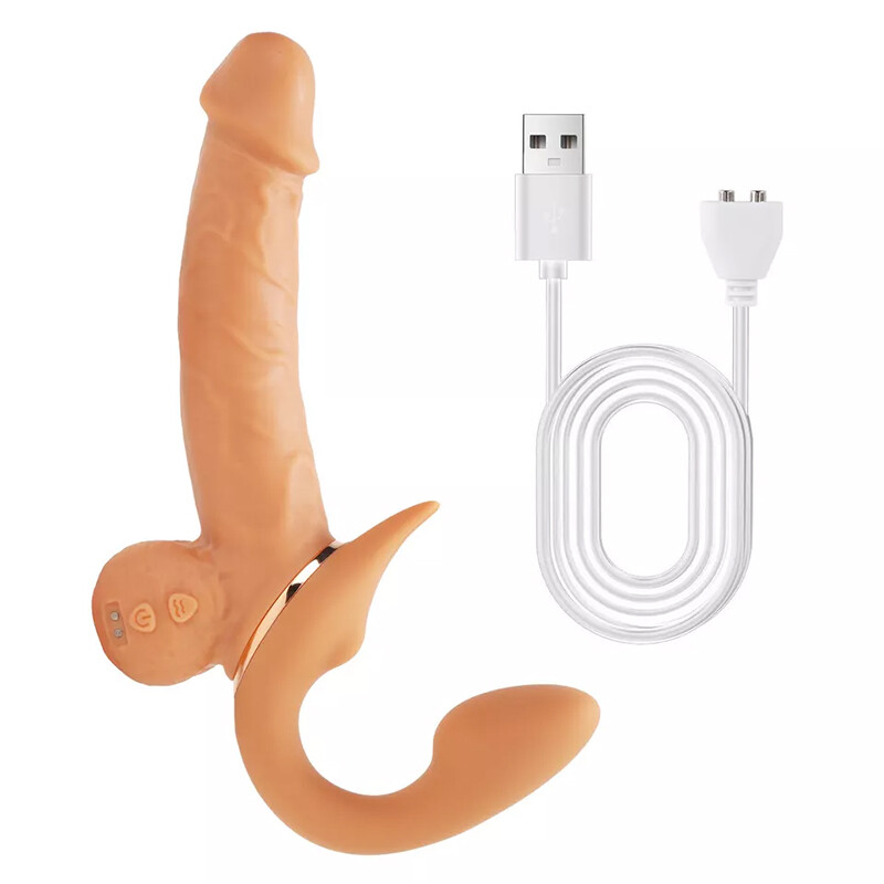 Wearable Strapless Strap On G-Spot Dual Dildo Vibrator for Women Lesbain Sex Toy