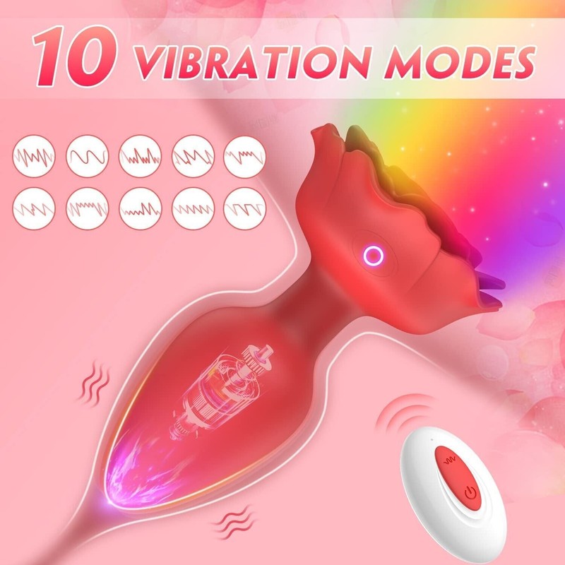 Anal Butt Plug Rose Vibrator Prostate Massager Sex Toys Women Men With LED Light gallery