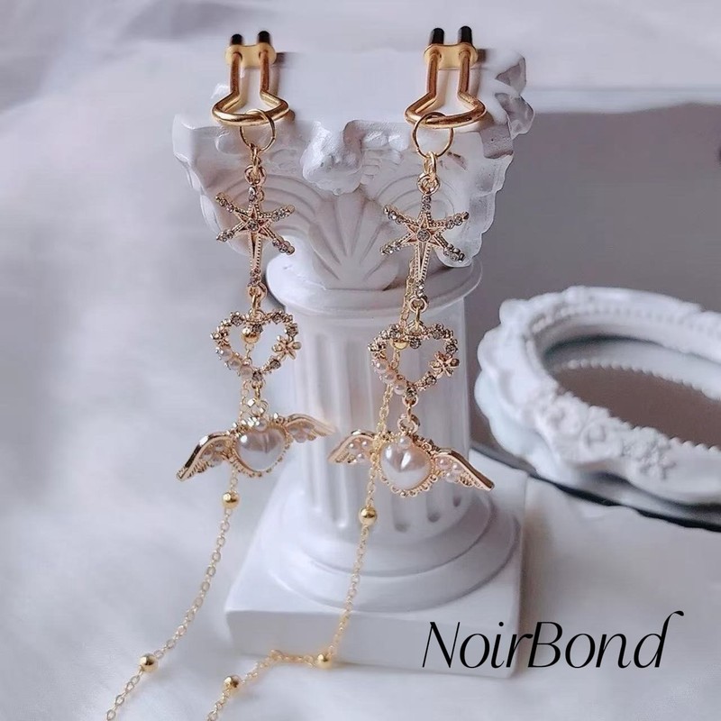 Adjustable Body Jewelry Nipple Clamps Crystal Cross & Angel Wing Charms