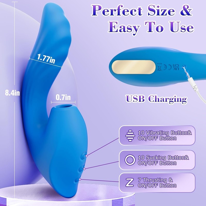 All-in-one Vibrator Dildo Sex Toys - Soft Liquid Silicone Adult Toy with 10 Suct gallery