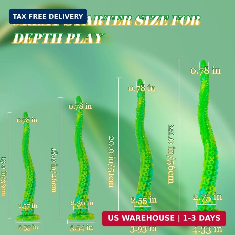 Long Tentacle Dildo Sex Toys: 13" Luminous Anal Dragon Dildo with Suction Cup, L gallery