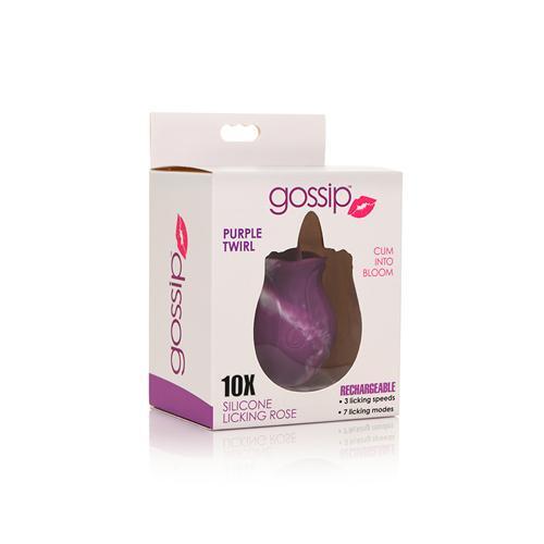 Curve Toys Gossip Cum Into Bloom Rechargeable Silicone Licking Rose Purple Twirl