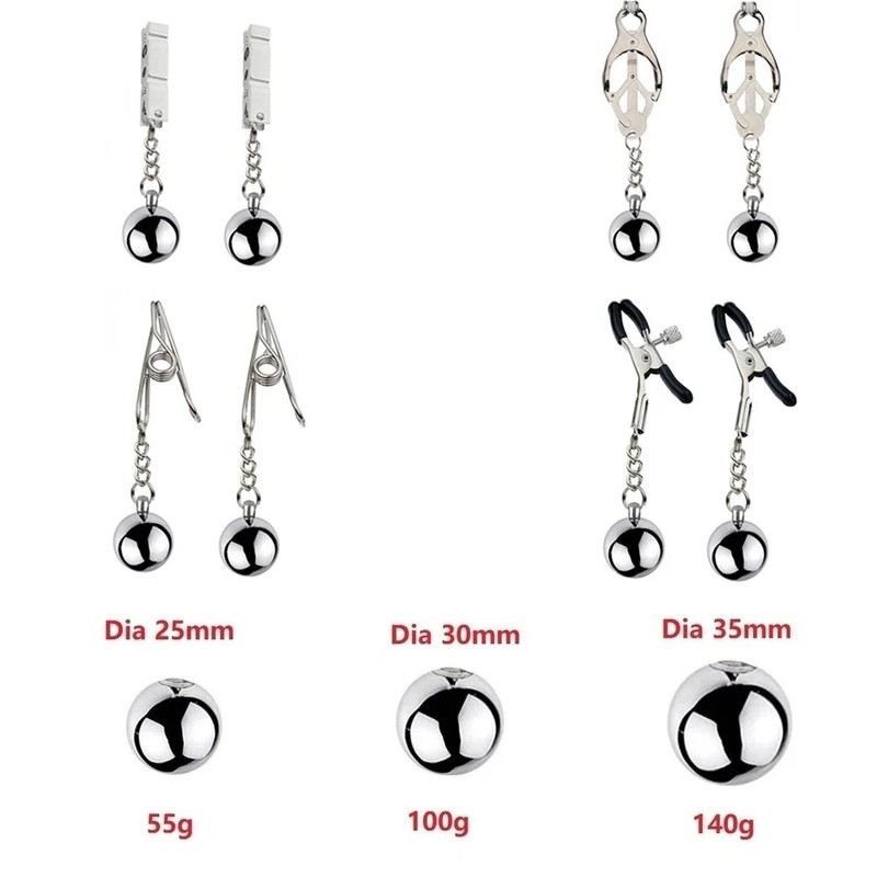 Nipple Clamp Weight Slaves Stimulator Metal Clips Ball Breast Binding Restraint gallery