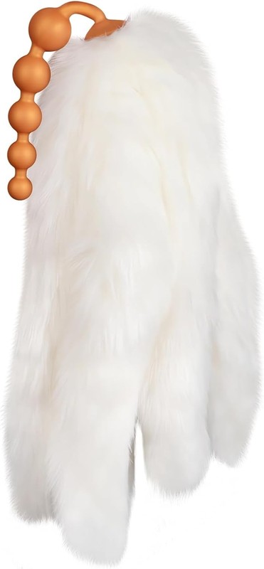 SXOVO Anal Beads with 5 Removable Foxtails Liquid Silicone Butt Plug Sex Toy Ana