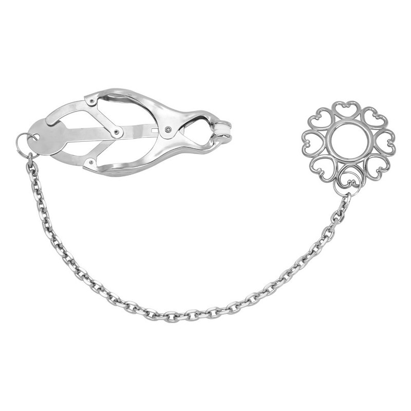 A Pairs Clover Nipple Clamps Metal Breast Clit Clips With Chain Bondage Toy USA gallery