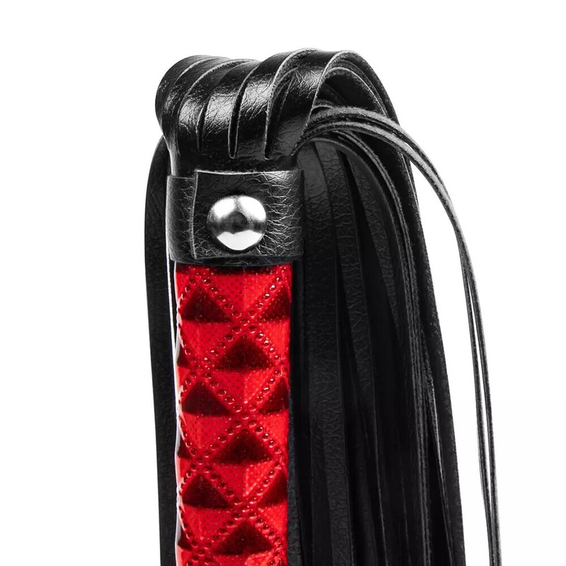 Embossed Faux Leather Spanking Flogger 15" Bondage BDSM Sex Toy for Women gallery