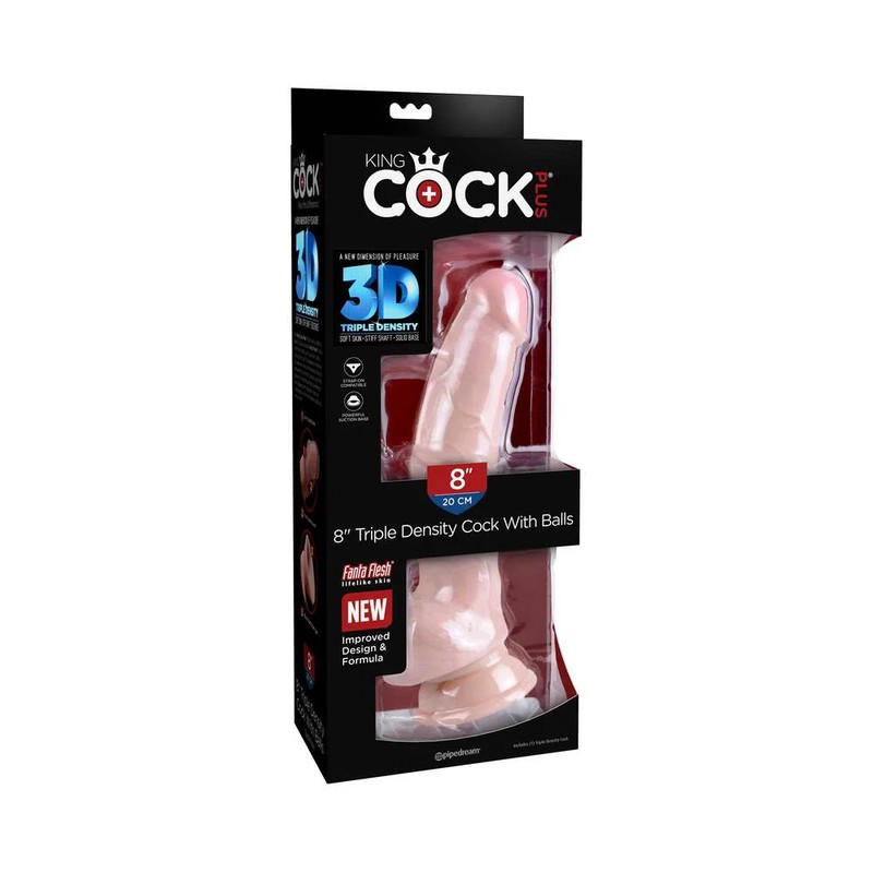Pipedream King Cock Plus 8in TriplDens Balls Beige