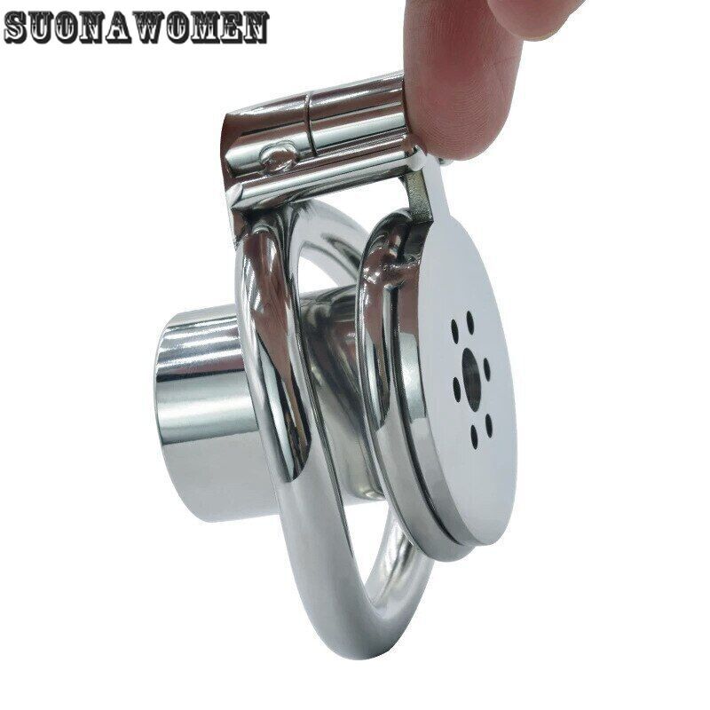 Metal Stainless Steel Sissy Flat Pancake Chastity Cage Chastity Ring Sex Toy gallery