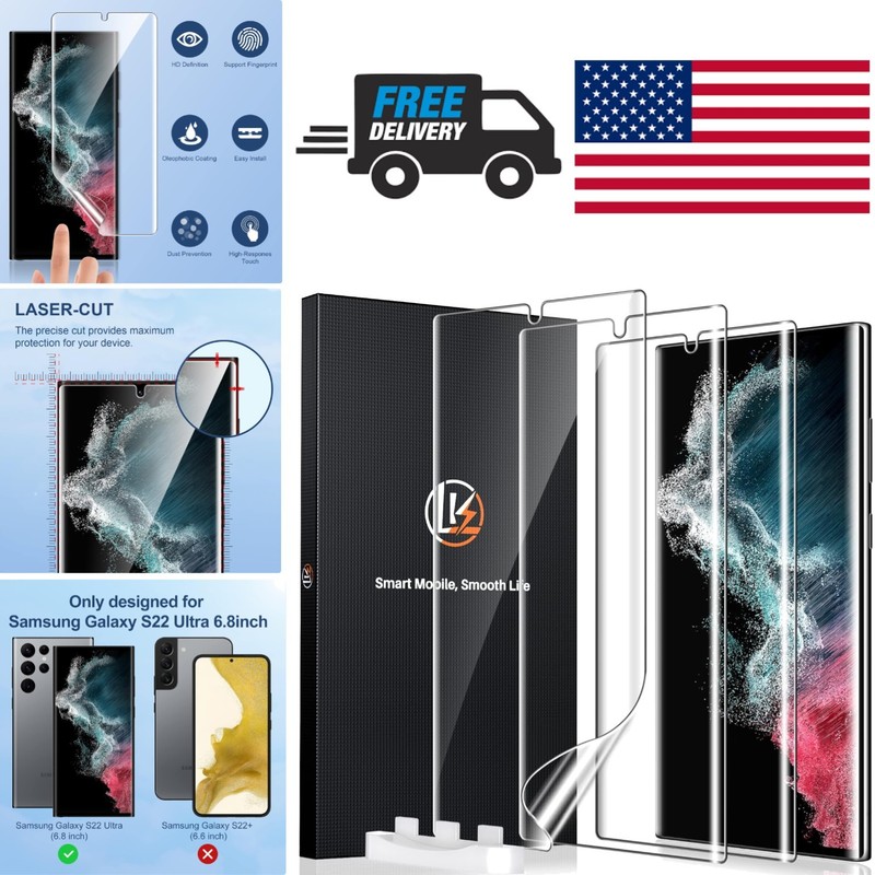 Scratch Resistant Screen Protector 3 Pack for Samsung Galaxy S22 Ultra 6.8 Inch