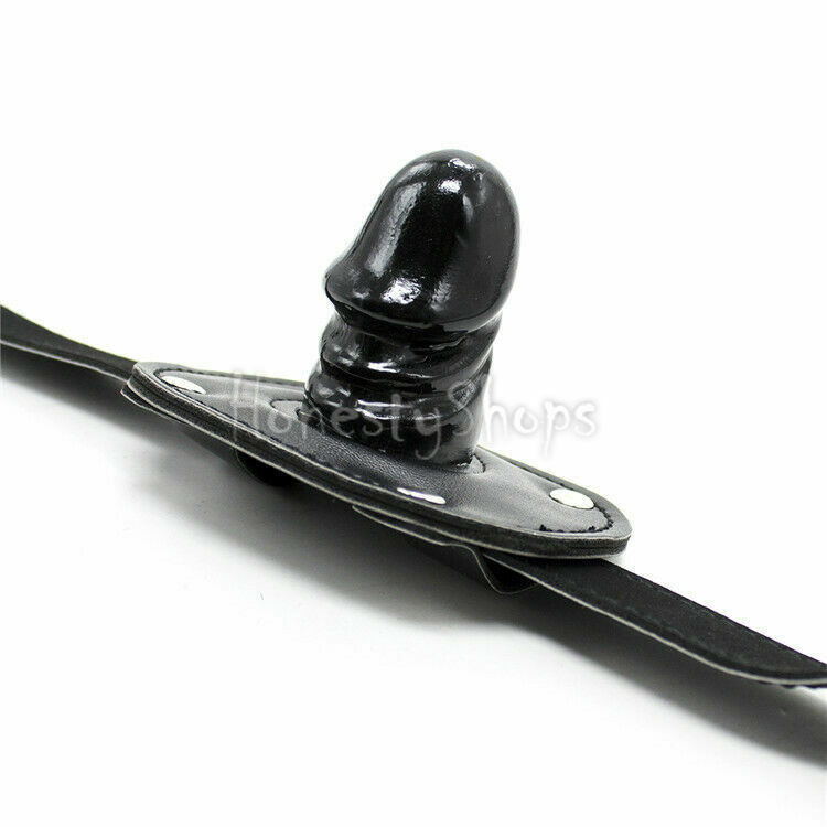 PU Leather Open Mouth Oral Gag Deep Throat Dildo Plug Slave Adult Sex Toy Device gallery