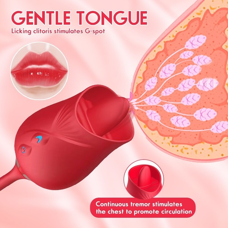 Oral Clit Licking Rose Vibrator G-Spot Telescopic Dildo Adult Sex Toys For Women gallery