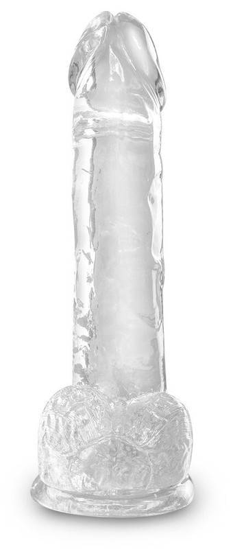 King Cock Clear 7" Cock with Balls & Suction Cup Dildo Clear Silicone TPE gallery