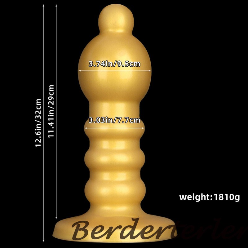 Oversized /Thick Golden Soft Silicone 9.5cm Giant Big Head Penis Anal Butt Plug gallery