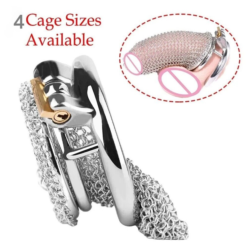 Stainless Steel Mesh Chastity Device Smooth Penis Cock Dong Cage Bondage Ring gallery