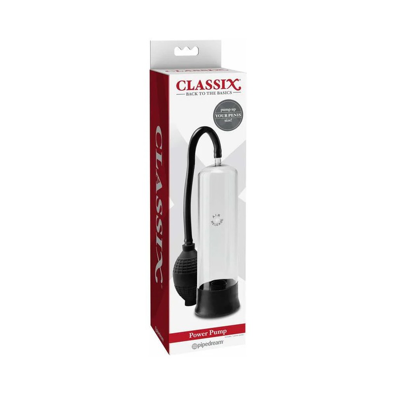 Clear Black Penis Pump TPE Manual Vacuum Enlarger 8 Inch