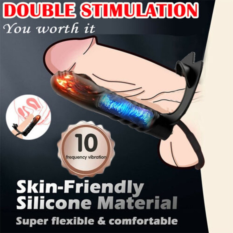 Penis Cock Ring Vibrator Adjustable G-spot Dildo Massager Sex Toys For Women Men gallery