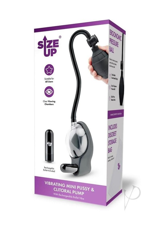 Size Up Rechargeable Vibrating Petite Pussy Pump – Black/Clear