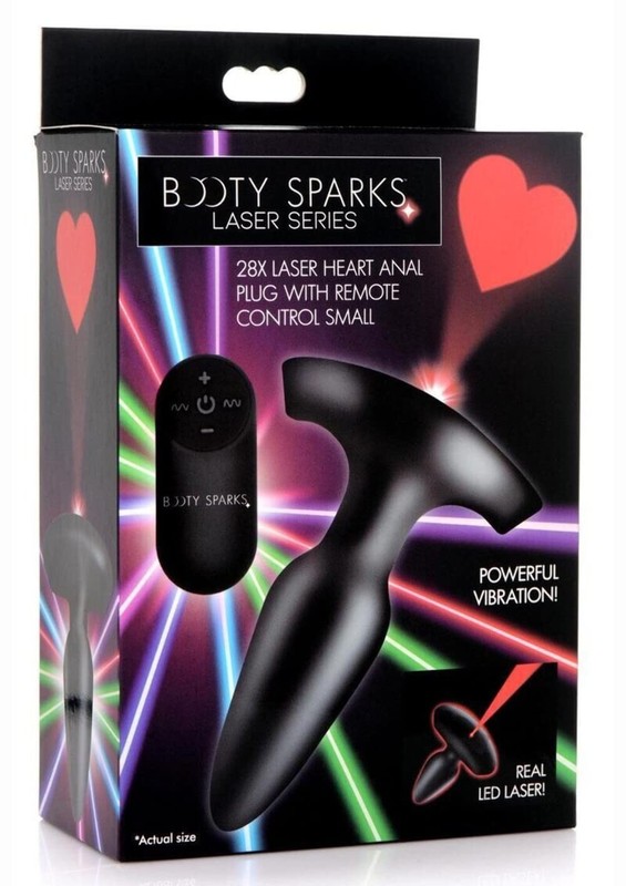Booty Sparks Laser Series 28X Small Heart Vibrating Anal Plug with Remote for