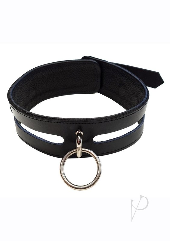 Rouge Leather Fashion Bondage Collar with O-Ring – Black
