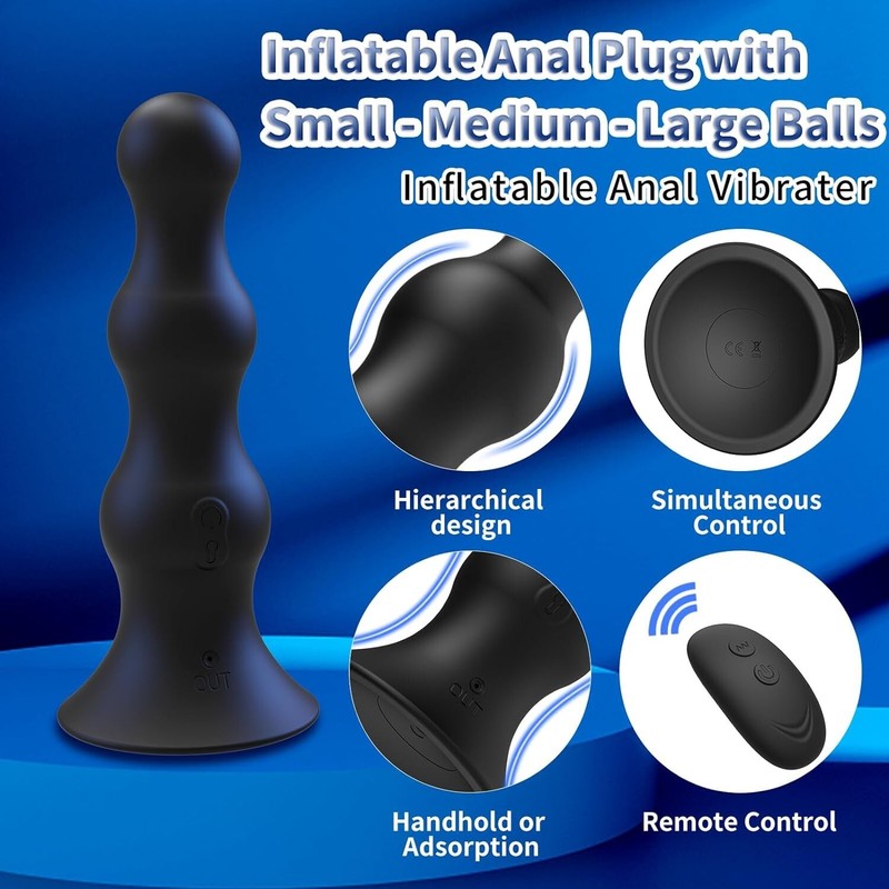 Vibrating Butt Plug Inflatable Dildo Prostate Massager Anal Beads Sex Toys gallery