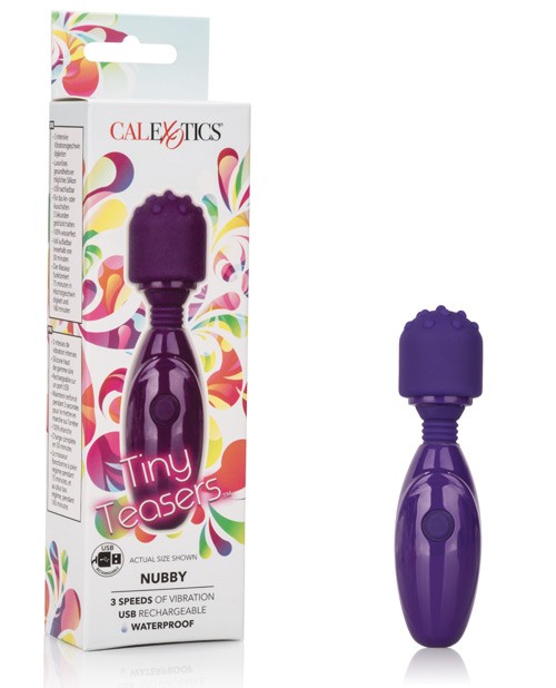Tiny Teasers Nubby Wand Massager-Purple, 3 Speeds, Travel Size, USB Rechargeable