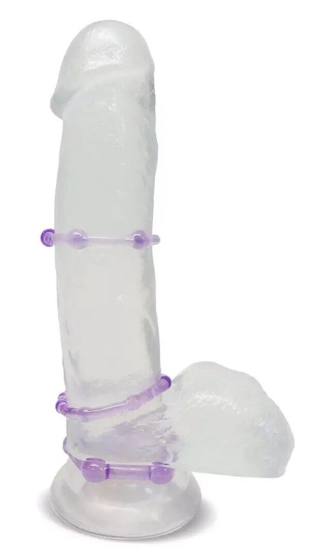 Eden Super Soft Elastic Beaded Men's C Rings 3 For Sexual Long Erection - Blue gallery