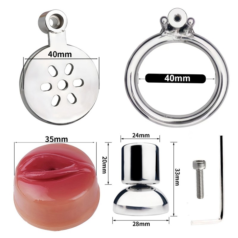 Male Chastity Cage Penis Cages With Ultra Hole Imitation Clitoris Locking Rings