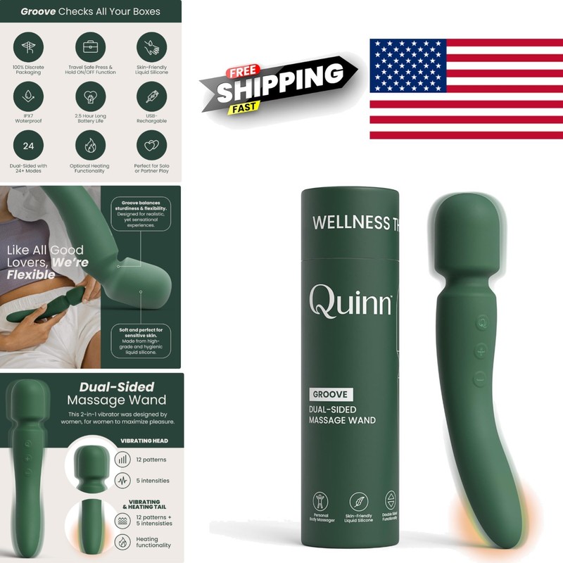 Dual Sided Heating Vibrator Wand with 12 Modes and 5 Speeds in Green
