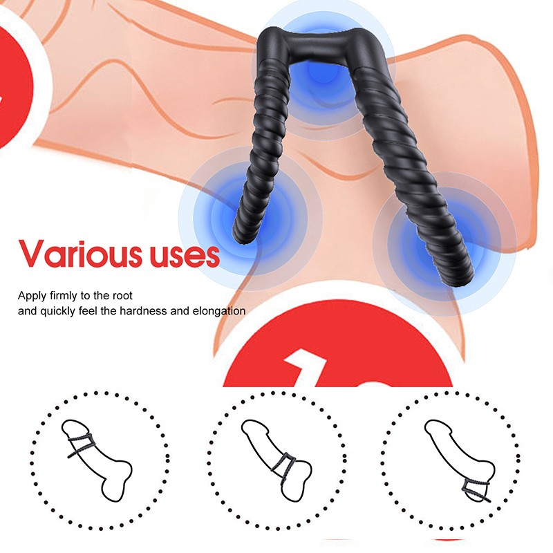 Silicone CBT Ball Stretcher Stretch Scrotum Bondage Dual Cock Ring Male Sex Toy gallery