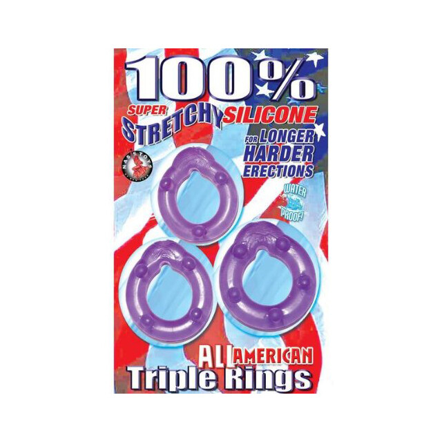 All American Clear Purple cock rings Stretchy Silicone Erection Enhancer Sex Toy