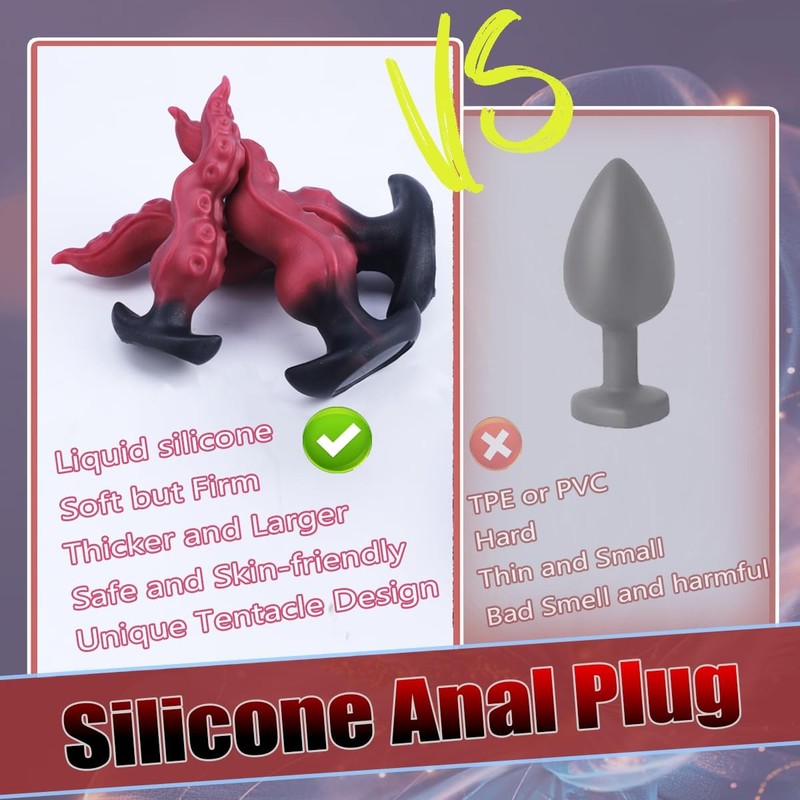 7.87in Medium Tentacle Dildo Anal Plug,Silicone Butt Plug for Safe Penetratio... gallery